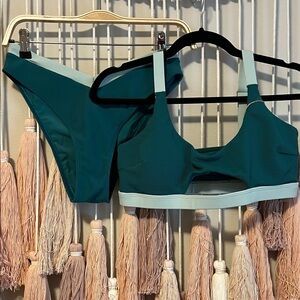 Berlook Teal and Light Green Bikini Set size L
